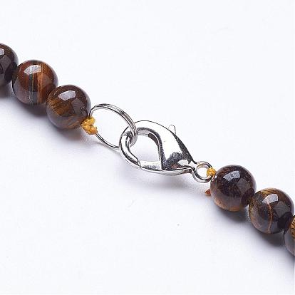 Colliers de perles de pierres précieuses naturelles brutes, avec fermoirs mousquetons en laiton  