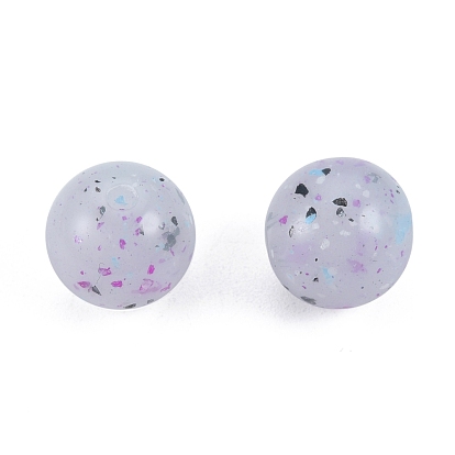 Perles acryliques opaques style pierre marbrée, ronde