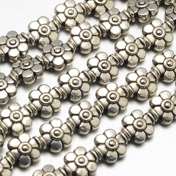 Tibetan Style Flower Alloy Bead Strands, Lead Free & Cadmium Free & Nickel Free, 9x8x5mm, Hole: 1.5mm, about 23pcs/strand, 8 inch