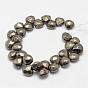 Natural Pyrite Beads Strands, Top Drilled Beads, Faceted, Teardrop