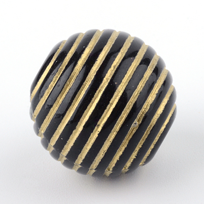 Round Plating Acrylic Beads, Golden Metal Enlaced, 19x19.5mm, Hole: 5mm, about 124pcs/500g