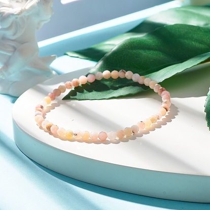 Bracelet extensible perlé rond opale rose naturel, bijoux en pierres précieuses pour femmes