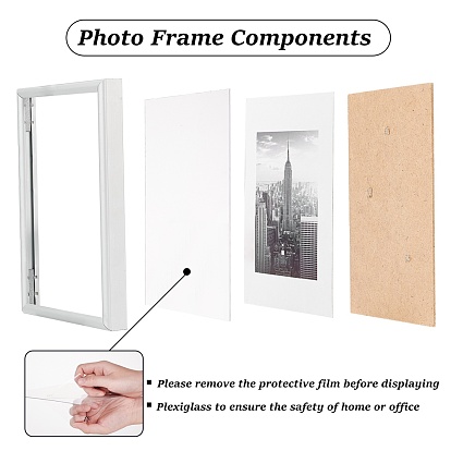 Alloy Picture Frame, with Organic Glass, for Wall Hanging and Tabletop Display, Rectangle