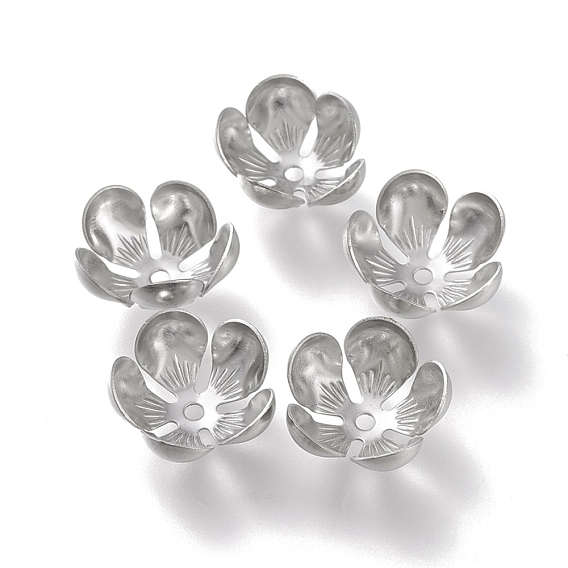 304 Stainless Steel Bead Caps, 5-Petal, Flower