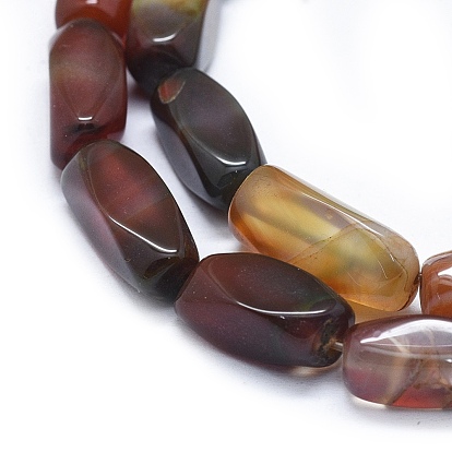 Natural Black Agate Beads Strands, Dyed & Heated, Twist