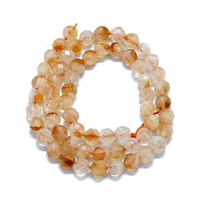 Citrine naturelle chapelets de perles, à facettes (64 facettes), ronde