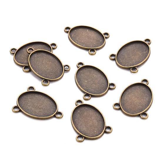 Tibetan Style Alloy Cabochon Connector Settings, Cadmium Free & Lead Free, Oval