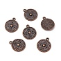 Tibetan Style Alloy Pendants, Lead Free and Cadmium Free, Round, 19x16x1mm, Hole: 1.5mm