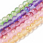 Frosted Spray Painted Glass Beads Strands, with Golden Foil, Round