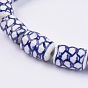 Handmade Blue and White Porcelain Beads, Column
