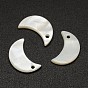 Moon Freshwater Shell Charms, 13x8x1mm, Hole: 1mm
