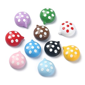 Opaque Resin Decoden Cabochons, Half Round with Polka Dot