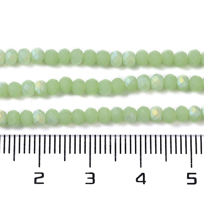 Imitation Jade Glass Beads Strands, Half AB Color Plated, Faceted, Frosted, Rondelle