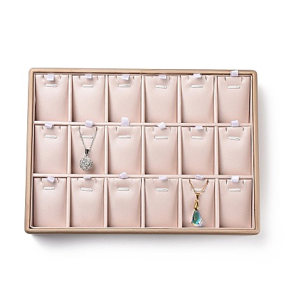 Boîtes de présentation de colliers et pendentifs en bois, recouvert de PU cuir et de fer accessoires, rectangle