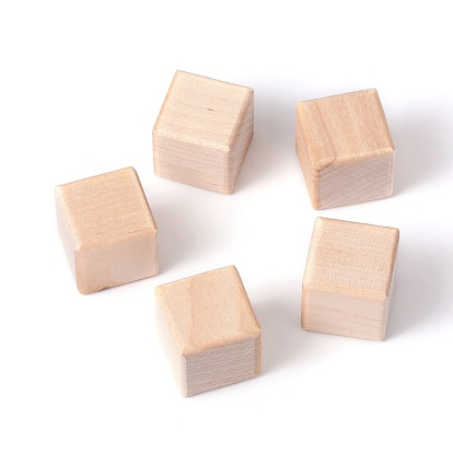 Natural Wood Beads, Cube, Undrilled/No Hole Beads