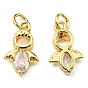 Brass with Cubic Zirconia Pendants, Long-Lasting Plated, Lead Free & Cadmium Free, Angel Charm