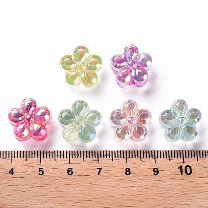 Transparent Acrylic Beads, AB Color, Faceted, Flower
