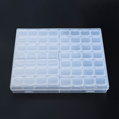 Rectangle Polypropylene(PP) Bead Storage Containers, with Hinged Lid and 56 Grids, Each Row Has 4 Grids, for Jewelry Small Accessories