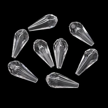 Transparent Acrylic Beads, Faceted, Drop, 21x11mm, Hole: 2mm