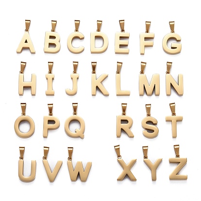 Baño de iones (ip) 304 colgantes de letras de acero inoxidable, pulido manual, alfabeto
