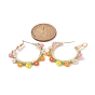 Brass Hoop Earrings, with Colorful Handmade Japanese Seed Beads, Flower