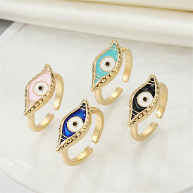 Colorful Vintage Devil Eye Open Ring for Women with Alloy Eye and Oil Drop Decoration