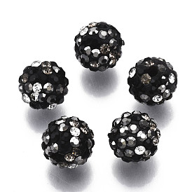 Perles de strass d'argile polymère , perles de boule pave disco , ronde
