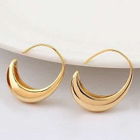 Chic Copper Oval Earrings with C-Shape Design for Women's Cool Style