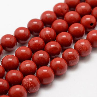Rouge naturel perles de jaspe brins, AA grade, ronde
