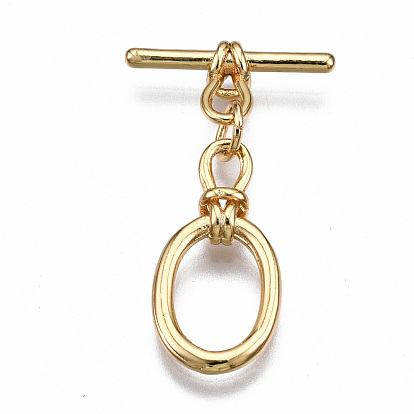 Brass Toggle Clasps, Nickel Free, Oval