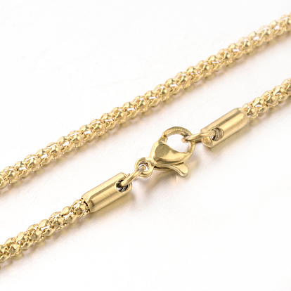 304 из нержавеющей стали попкорн цепи ожерелья, с карабин-лобстерами , 15.7 дюйм (399 мм) x 2.5 мм