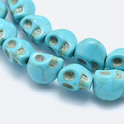 Synthetic Turquoise Beads Strands, Skull, Dyed