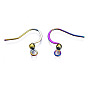 Ion Plating(IP) 304 Stainless Steel French Earring Hooks, Flat Earring Hooks, Ear Wire, with Beads and Horizontal Loop