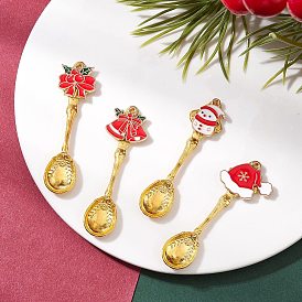 4 шт. рождественские подвески-ложки из эмалированного сплава, для украшения рабочего стола домашнего офиса