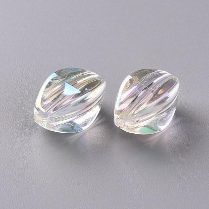 Perles acryliques transparentes, de couleur plaquée ab , ovale