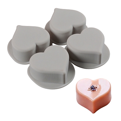 Moules en silicone de qualité alimentaire pour savon, bricolage, pour la fabrication de savons artisanaux, 4 cavités, cœur