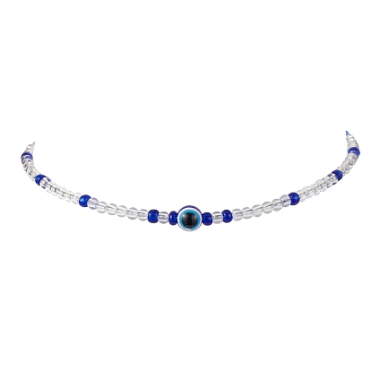 Resin Evil Eye & Acrylic Beaded Necklace for Women