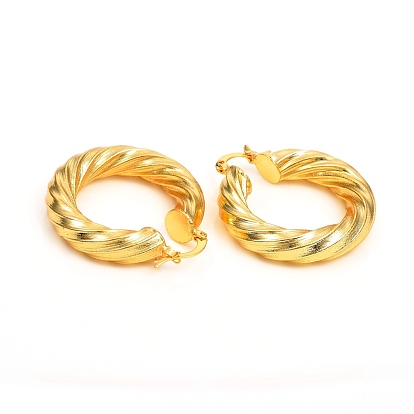 Brass Hoop Earrings, Long-Lasting Plated, Twisted Ring Shape