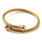 Placage ionique (ip) 304 bracelet manchette en corde torsadée en acier inoxydable avec 202 perles