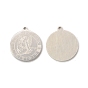 304 Stainless Steel Pendants, Flat Round with Twelve Constellations Charm, Stainless Steel Color