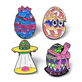 Alfileres de esmalte de huevo de Pascua, Insignia de aleación negra para mochila, tela, sombreros, chaqueta