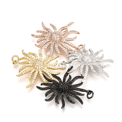 Micro cuivres ouvrent pendentifs zircone cubique, avec des anneaux de saut, fleur