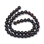 Brins de perles d'onyx noir naturel, teints et chauffée, Grade b, ronde