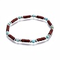 Natural & Synthetic Turquoise(Dyed) Stretch Bracelets, with 304 Stainless Steel Beads