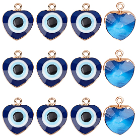 Olycraft 14pcs pendentifs en résine, imitation d'oeil de chat, avec passants en fer plaqué or clair, coeur avec des yeux