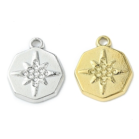 304 Stainless Steel Pendant Rhinestone Settings, Polygon with Star