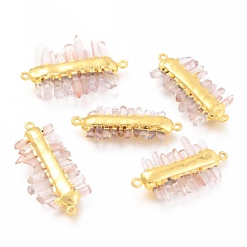 Quartz Crystal Links Connectors, with Golden Tone Brass Findings