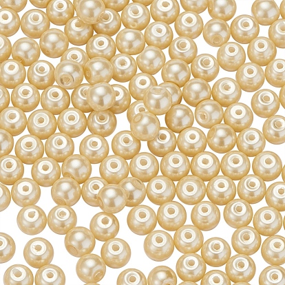 BENECREAT Environmental Dyed Pearlized Glass Pearl Round Bead for Jewelry Making with Bead Container