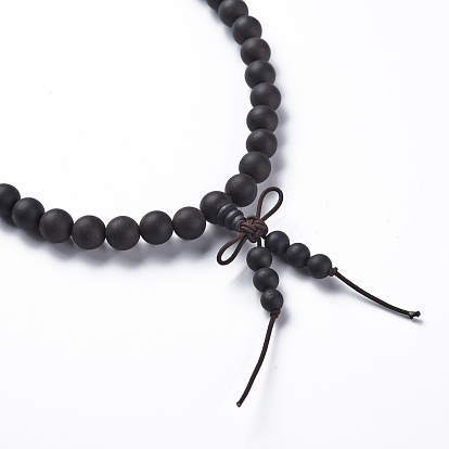 Bracelet de yoga de méditation de prière de style wrap en boucle pour hommes femmes, 4 108mm bracelet de perles de bois rond, bijoux bouddhiste
