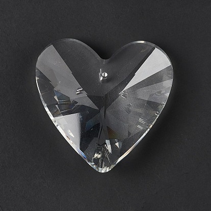 Transparent Glass Big Pendants, for Chandelier Crystal Hanging Pendants, Faceted, Heart